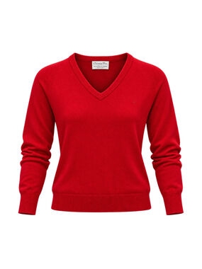 Women's Christian Dior V-Neck Sweater Red Size S